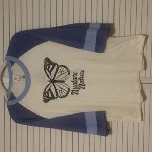 NWT Camp Collection Nurture Nature Butterfly 3/4 Sleeve Tee Size Small
